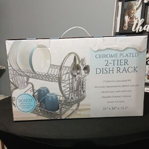 Chrome Plated 2-Tier Dish Rack NIB